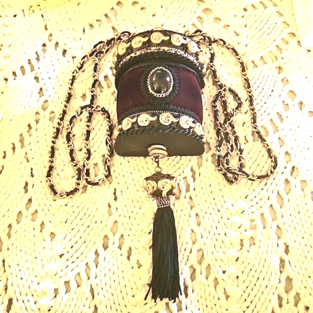 Vintage Velvet Half Dome Shaped Cross Body Bag
